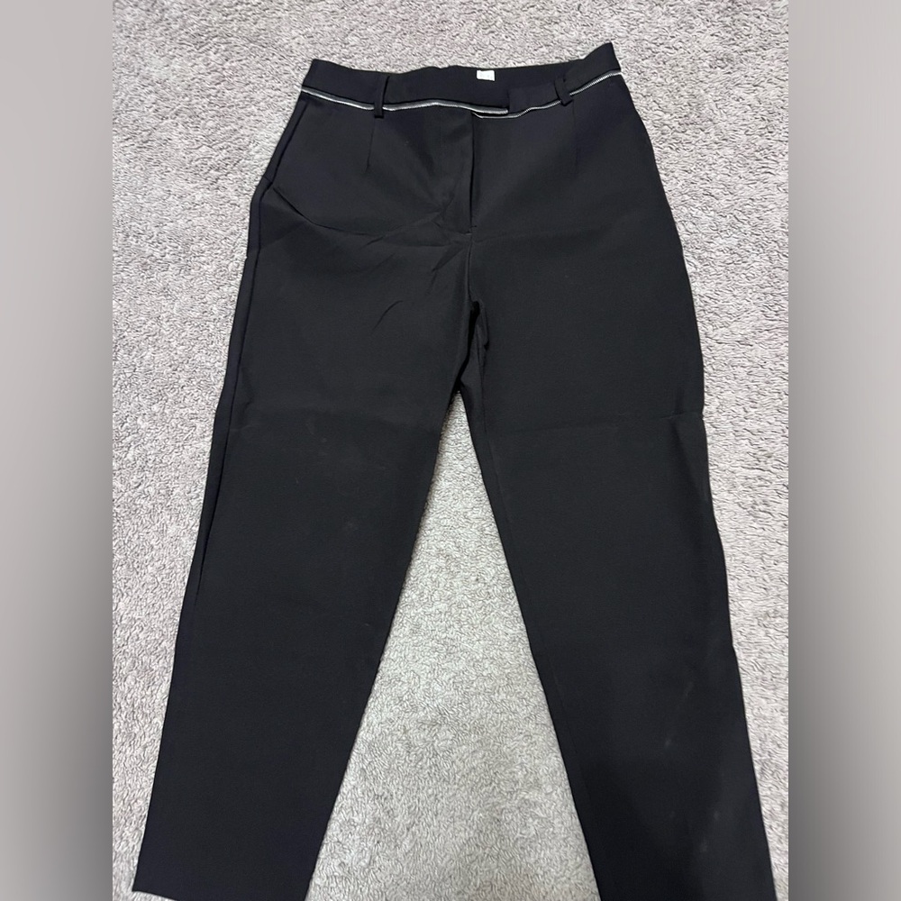 Victoria Beckham cropped capri zipper waist detail black pants